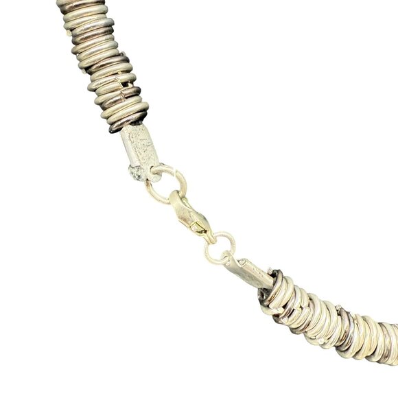 Vintage Coiled Piano Wire Statement Necklace Silver Tone Edgy Ethnic - Picture 4 of 4